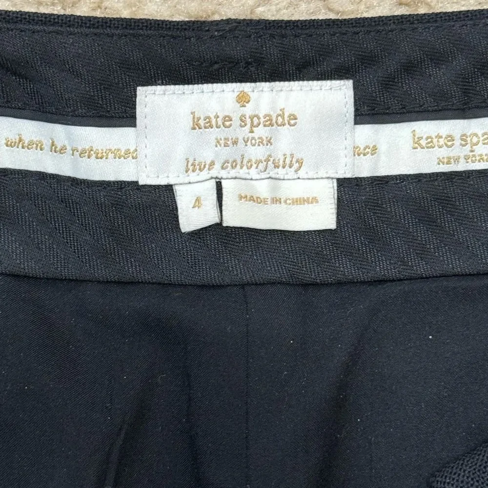 Kate Spade Live Colorfully Wool Black High Rise Straight Leg Dress Pants Sz 4